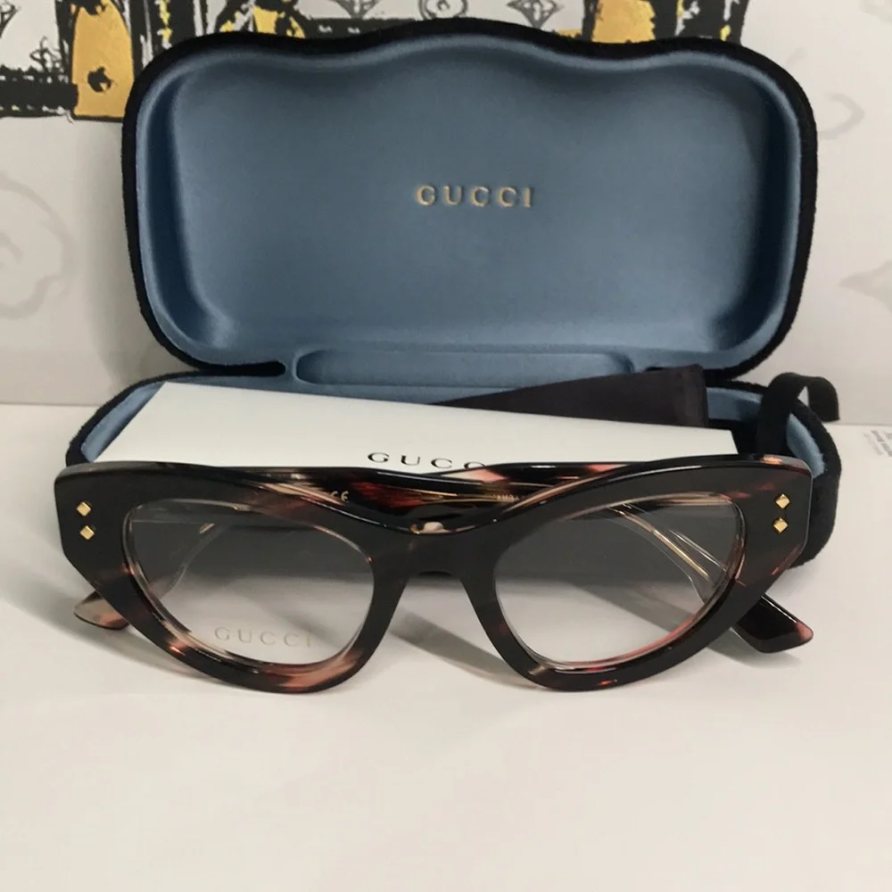 New Authentic Gucci Women's Tortoise Shell Glasses GG1083o 002